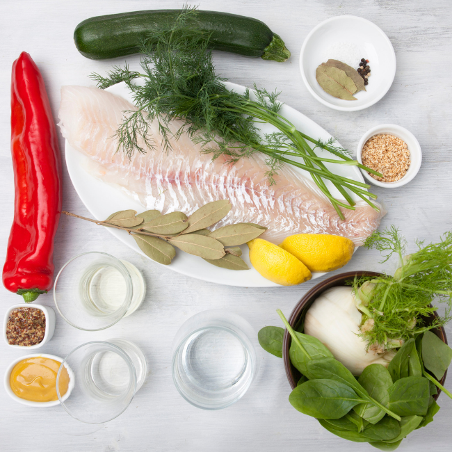 ryba zelenina bylinky - letne stravovanie