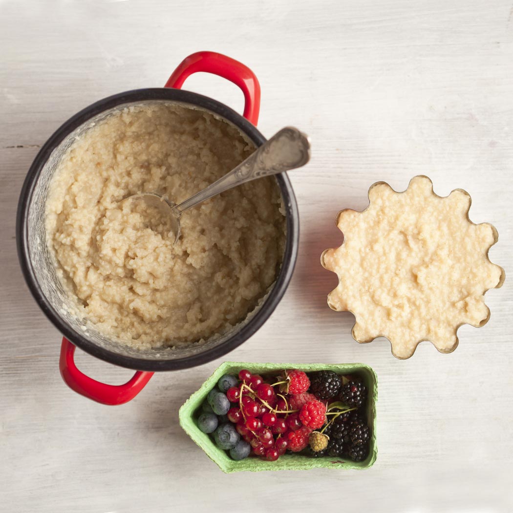 pšenový puding s lesným ovocím