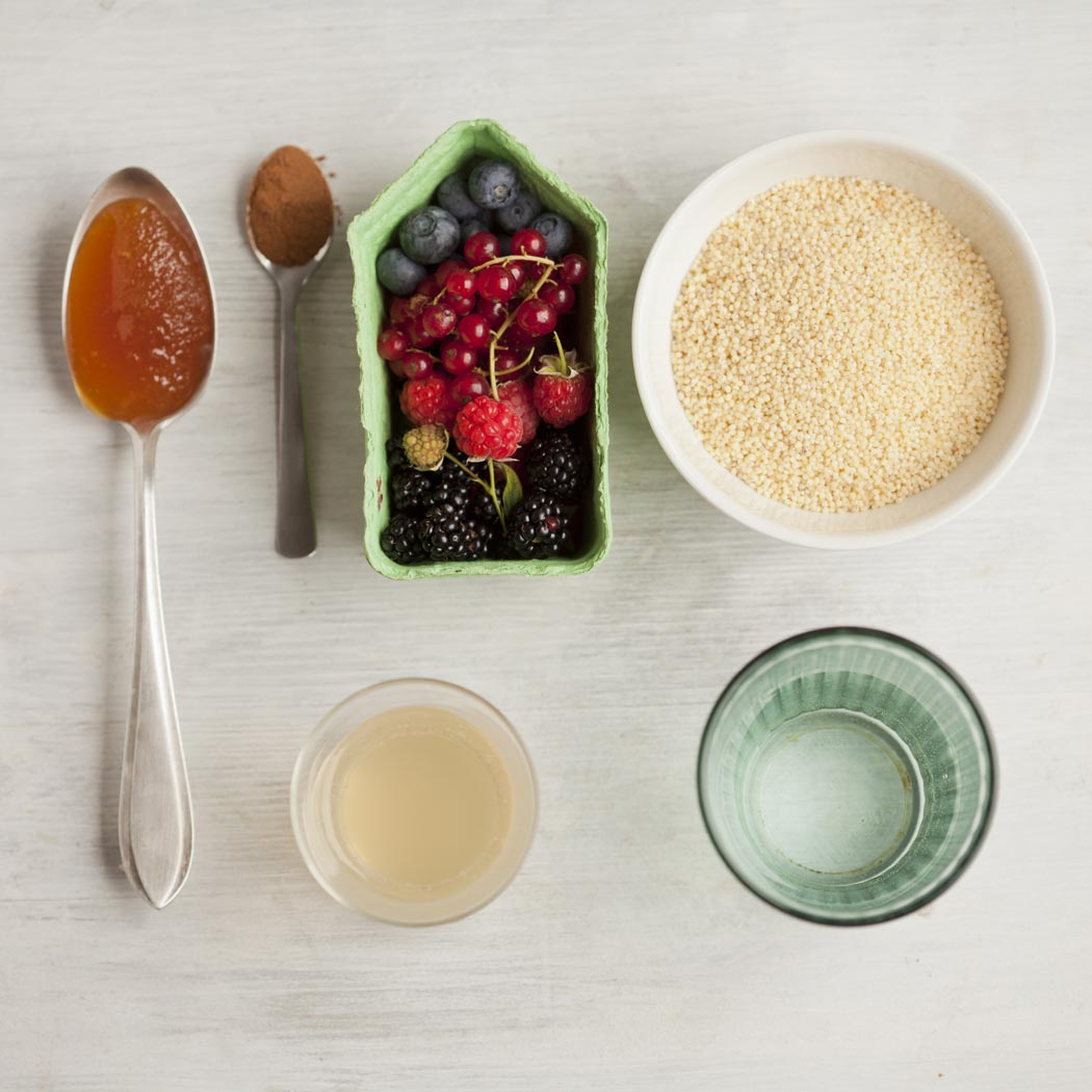 maliny, černice, ríbezle, čučoriedky, pšeno, džem