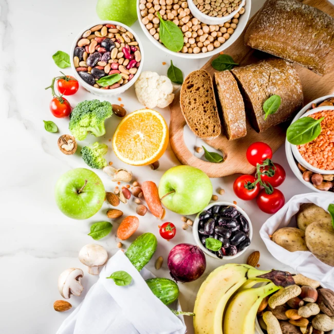 zdravé komplexné sacharidy v rôznych potravinách