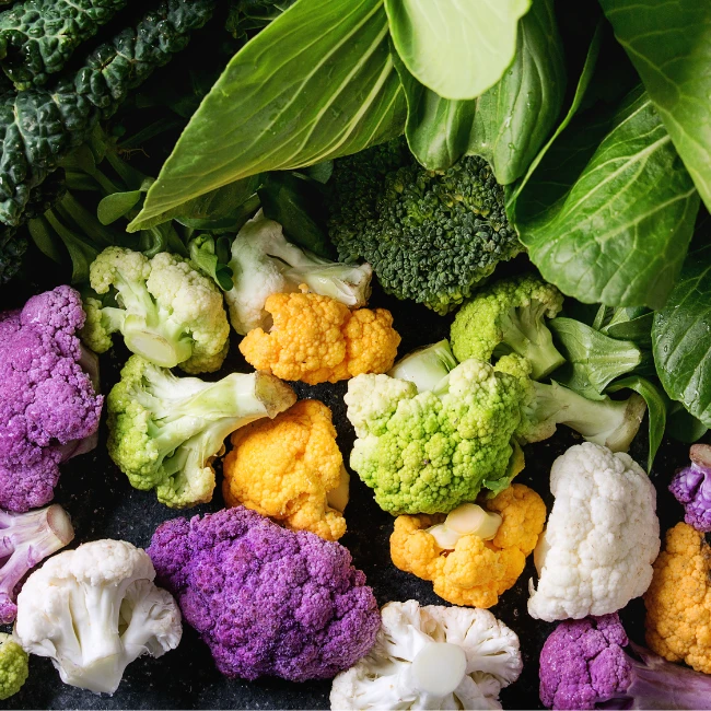 rozličné odrody karfiolu