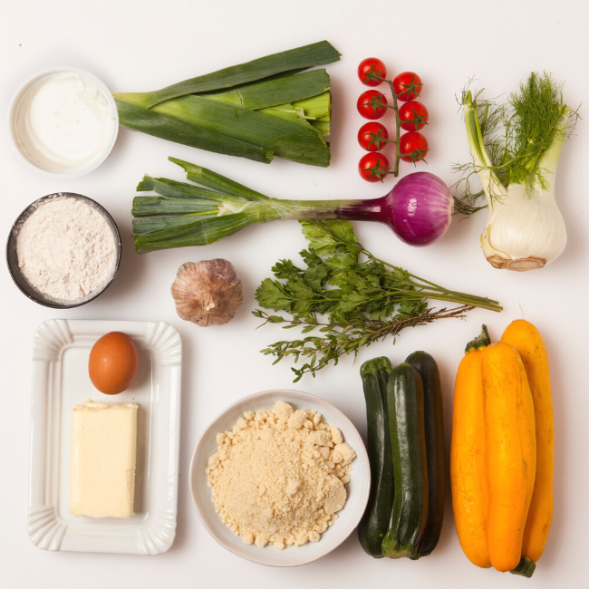 suroviny na cuketový quiche podľa EASYDIET receptu