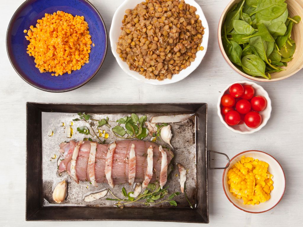 Potraviny, zelenina, mäsová roláda