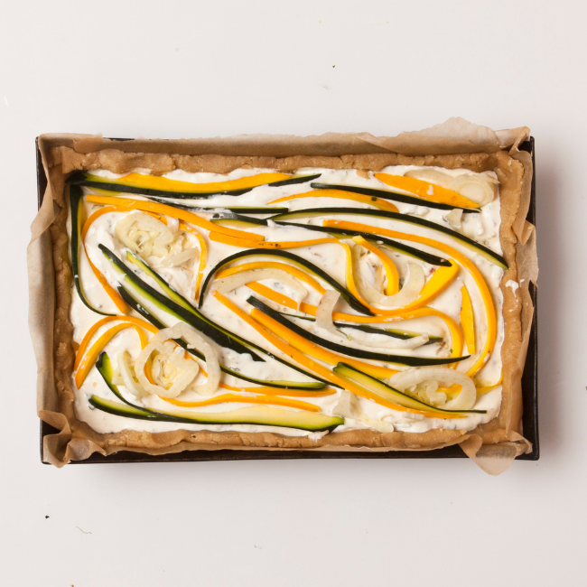 cuketový quiche pred pečením