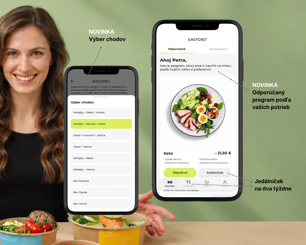 Zena s krabicka, easydiet aplikacia odporuceny krabickovy program a vyber chodov
